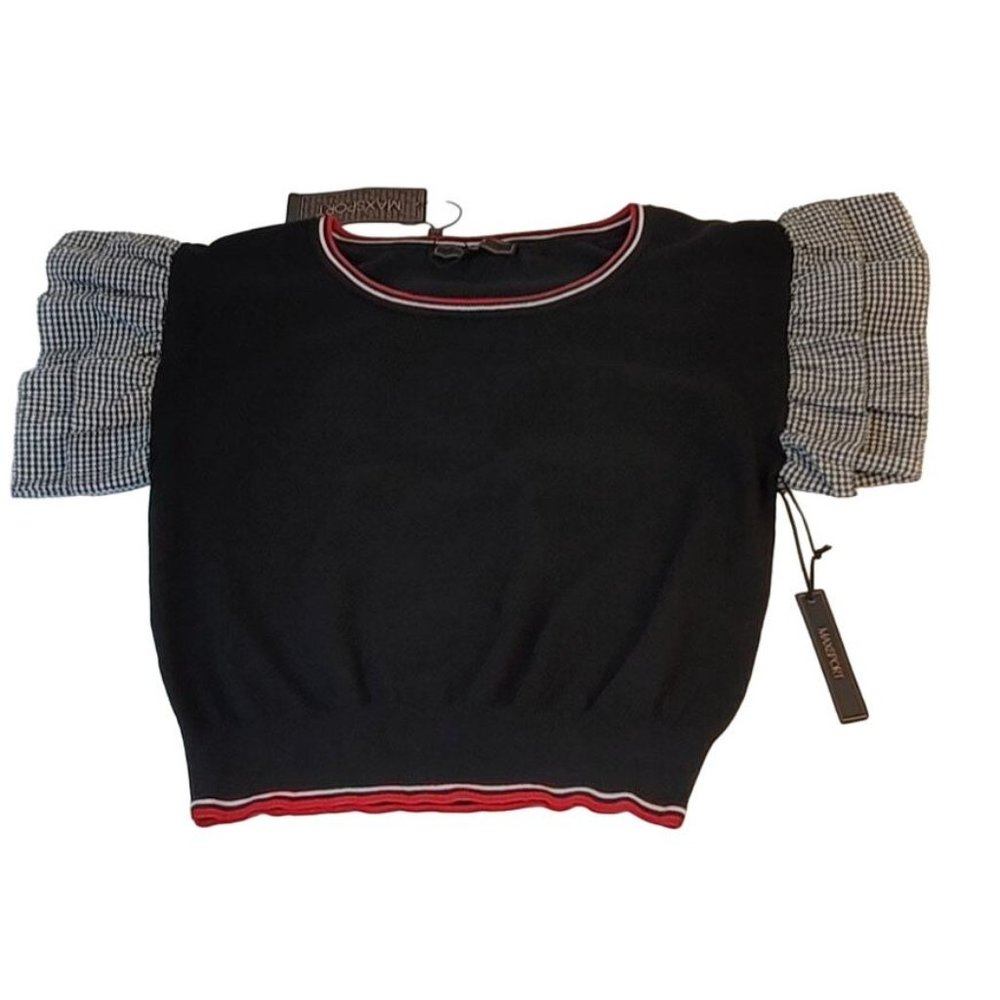 MAXSPORT Black Gingham Sweater Size Small